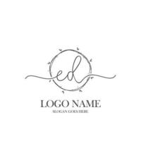 Initial ED beauty monogram and elegant logo design, handwriting logo of initial signature, wedding, fashion, floral and botanical with creative template. vector