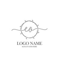 Initial EO beauty monogram and elegant logo design, handwriting logo of initial signature, wedding, fashion, floral and botanical with creative template. vector