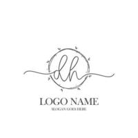 Initial DH beauty monogram and elegant logo design, handwriting logo of initial signature, wedding, fashion, floral and botanical with creative template. vector