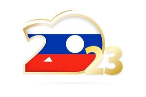 Year 2023 with Russia Flag pattern. vector