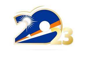 Year 2023 with Marshall Islands Flag pattern. vector