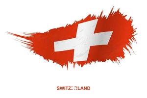 Flag of Switzerland in grunge style with waving effect. vector