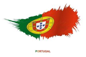 Flag of Portugal in grunge style with waving effect. vector