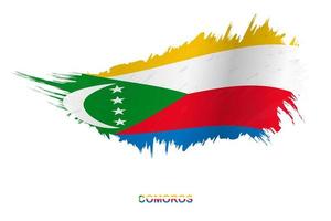 Flag of Comoros in grunge style with waving effect. vector