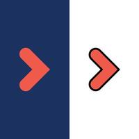 Arrow Right Forward Direction  Icons Flat and Line Filled Icon Set Vector Blue Background
