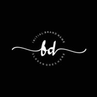 Initial BD handwriting logo template vector