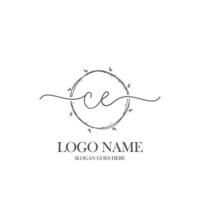Initial CE beauty monogram and elegant logo design, handwriting logo of initial signature, wedding, fashion, floral and botanical with creative template. vector