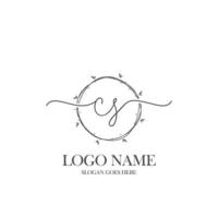 Initial CS beauty monogram and elegant logo design, handwriting logo of initial signature, wedding, fashion, floral and botanical with creative template. vector