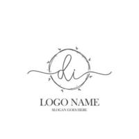 Initial DI beauty monogram and elegant logo design, handwriting logo of initial signature, wedding, fashion, floral and botanical with creative template. vector