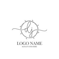 Initial DJ beauty monogram and elegant logo design, handwriting logo of initial signature, wedding, fashion, floral and botanical with creative template. vector