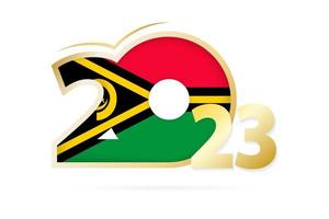 Year 2023 with Vanuatu Flag pattern. vector