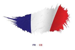 Flag of France in grunge style with waving effect. vector