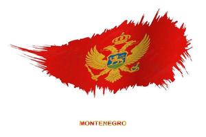 Flag of Montenegro in grunge style with waving effect. vector