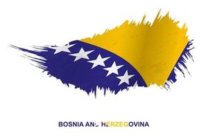 Flag of Bosnia and Herzegovina in grunge style with waving effect. vector