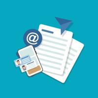 Email and messaging,Email marketing campaign,flat design icon vector illustration