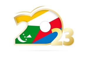 Year 2023 with Comoros Flag pattern. vector