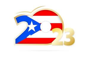 Year 2023 with Puerto Rico Flag pattern. vector