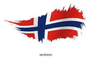 Flag of Norway in grunge style with waving effect. vector