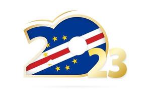 Year 2023 with Cape Verde Flag pattern. vector