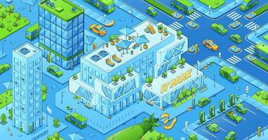 Isometric modern city with IT park