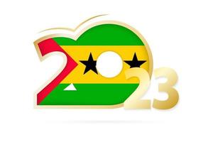 Year 2023 with Sao Tome and Principe Flag pattern. vector