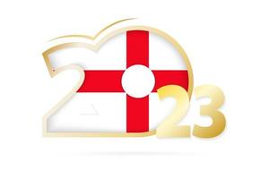 Year 2023 with England Flag pattern. vector