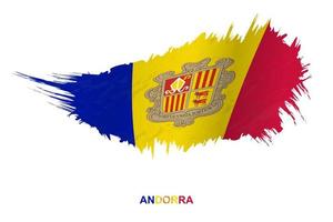 Flag of Andorra in grunge style with waving effect. vector