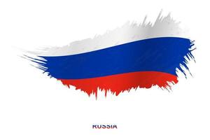 Flag of Russia in grunge style with waving effect. vector