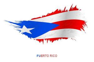 Flag of Puerto Rico in grunge style with waving effect. vector