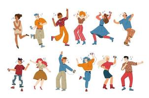People listen music and dance, entertainment, fun vector