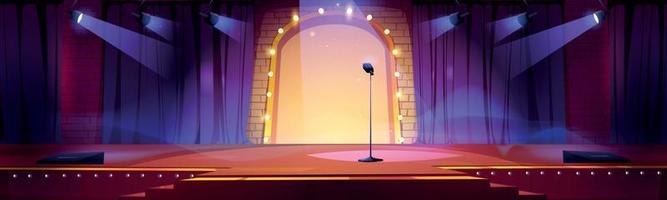 Stage for a show or entertainment with microphone vector