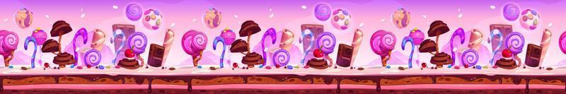 plataforma de juego de dibujos animados de candy planet, fondo vector