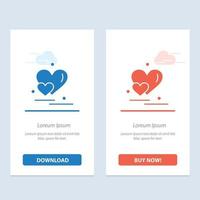 corazón amor pareja san valentín saludos azul y rojo descargar y comprar ahora plantilla de tarjeta de widget web vector