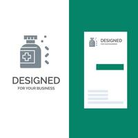 Bottle Medicine Tablet Grey Logo Design and Business Card Template vector