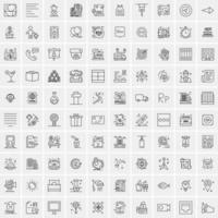 paquete de 100 iconos de líneas universales para móviles y web vector