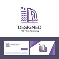 tarjeta de visita creativa y plantilla de logotipo edificio construcción fábrica industria vector ilustración