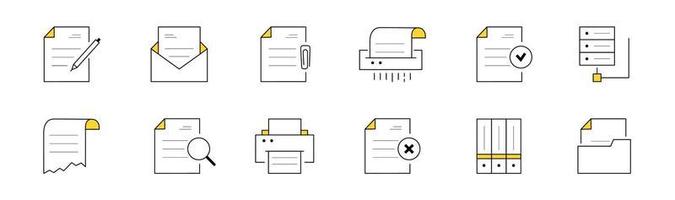 conjunto de iconos de garabatos que funcionan con documentos, archivos vector