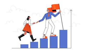 Business leader helps woman on career ladder vector