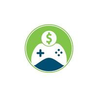 logotipo del juego de dinero. joystick juego de dinero en línea diseño de logotipo creativo vector