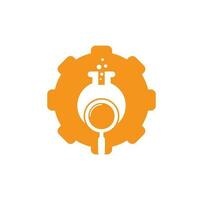 Search lab gear shape concept logo design. find lab logo design vector template. Lab Find Logo Icon Design