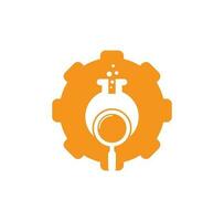 diseño de logotipo de concepto de forma de equipo de laboratorio de búsqueda. encuentre la plantilla de vector de diseño de logotipo de laboratorio. diseño de icono de logotipo de hallazgo de laboratorio