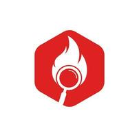 vector de diseño de plantilla de logotipo de búsqueda de incendios. encuentre la plantilla de diseño del logotipo de fuego. icono de fuego y lupa