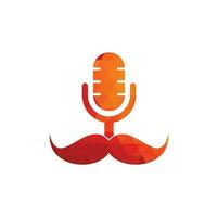 Gentleman podcast logo design template. Mustache podcast icon. vector