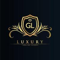 GL Letter Initial with Royal Template.elegant with crown logo vector, Creative Lettering Logo Vector Illustration.