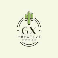 gx letra inicial vector de logotipo de cactus verde