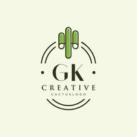 GK Initial letter green cactus logo vector