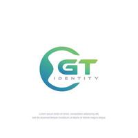 GT Initial letter circular line logo template vector with gradient color blend