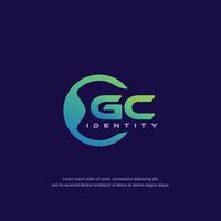 GC Initial letter circular line logo template vector with gradient color blend