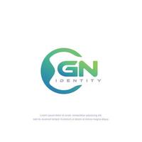GN Initial letter circular line logo template vector with gradient color blend