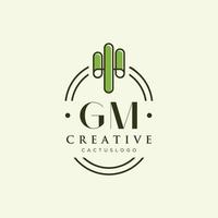 gm letra inicial vector de logotipo de cactus verde